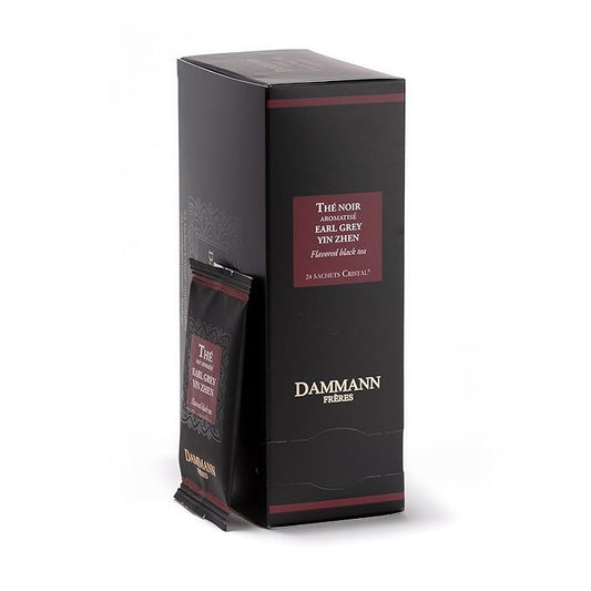 Dammann Freres Sachets, Earl Grey Yin Zhen Tea Bags, Premium Gourmet French Black Tea, Blend Bergamot, Individually Wrapped, 24 Count (Single Pack)