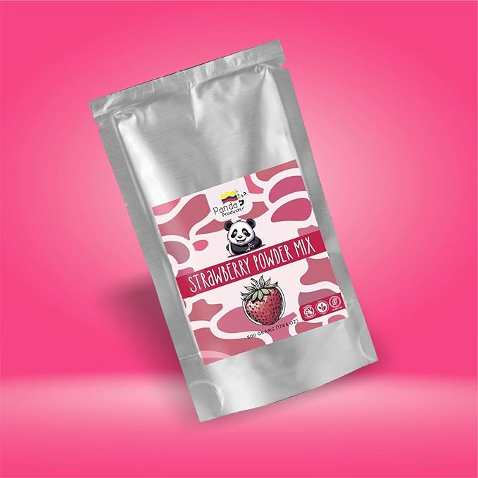 Panda Products Strawberry Powder – 17.64 oz | Premium Flavored Powder for Bubble Tea, Smoothies, Slushes, Milkshakes & Desserts