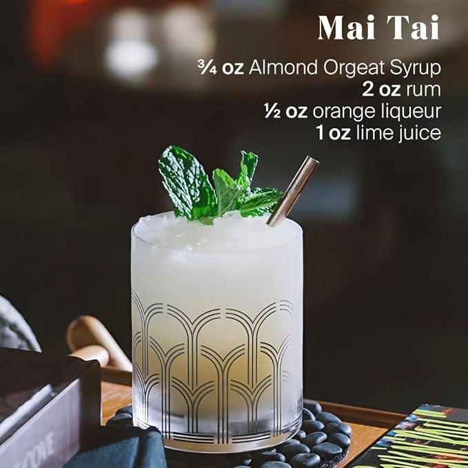 Liber & Co. Almond Orgeat Syrup (25.36 oz) - Craft Cocktail Mixer Made with California Almonds & Orange Blossom Water - Makes 34-50 Cocktails - Essential for Authentic Mai Tais, Tiki Drinks, and Coffee