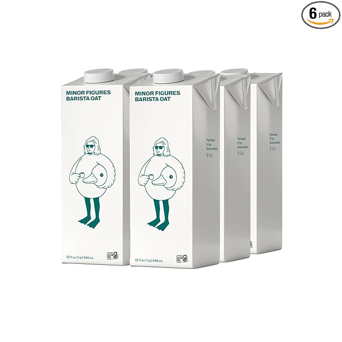 Minor Figures - Oat Milk - Barista Standard - 32 Oz - 6 Pack - Non-GMO - Plant-Based - Vegan - Dairy Free - Shelf Stable - Unsweetened