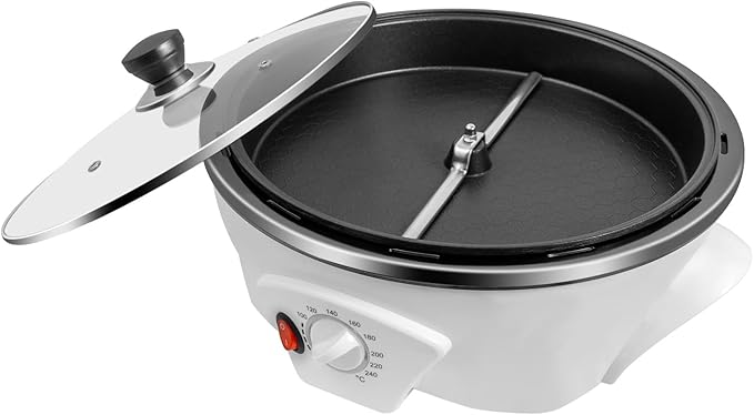 Electric Coffee Roaster, 110V 800W Household Coffee Bean Roasting Baking Machine w/Lid, 500g Capacity(Raw Coffee Beans), 0-240℃ Temperature Adjustment, Non-Stick, for Cafe Shop Home Use
