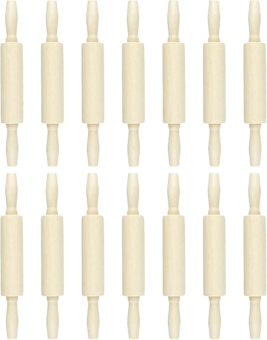 14 Pack Wood Small Rolling Pin for Kids, 7.9 Inch Kids Rolling Pin for Home Kitchen (14)