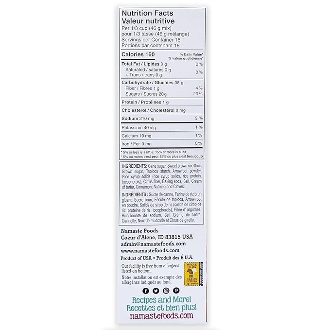 NAMASTE FOODS MIX CAKE SPICE WFGFDF 26OZ