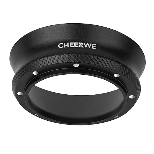 54mm Magnetic Espresso Dosing Funnel, Aluminum Coffee Ring with 8 Magnets, 25mm Height, Black