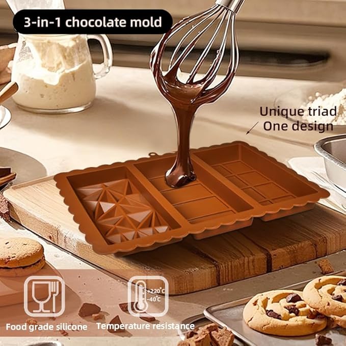 Chocolate Bar Mold - Food Grade Silicone Chocolate Molds, Non-Stick & Easy to Release Deep Mold for Dubai Pistachio Chocolates, Candy, Snacks, Desserts, Resin Art, Dishwasher Safe (2)