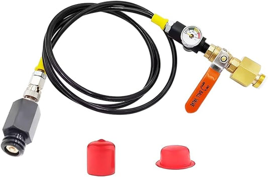 CO2 Cylinder Refill Adapter Hose, with 2000psi Pressure Gauge, Quick Adapter for CO2 Soda Compatible with Fizzi/Onetouch/Jet/AQUA FIZZ Blue Cylinder Soda Maker Accessories (60 inch)