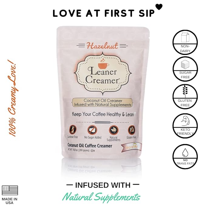 Leaner Creamer Coconut Creamer with Superfood Ingredients – Non-Dairy, Sugar-Free, Keto, Gluten-Free Powdered Coffee Creamer – Variety Pack – 4 Flavors – 280g Each