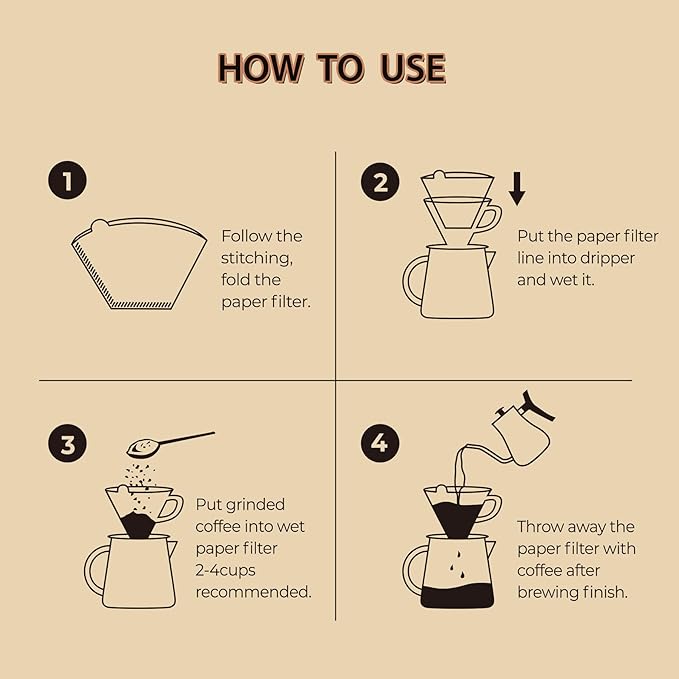 100 Count Cone Coffee Filters #4, Natural Brown Paper Cone Shaped Coffee Filters for Pour Over and Drip Coffee Maker(100 Count)