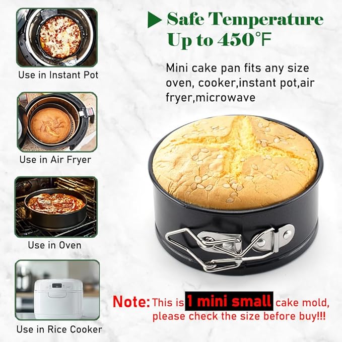 Tellshun 4 Pack Small Springform Cheesecakes Pan Tins Set 4 Inch Mini Baking Mold 4 Pieces Round Leakproof Nonstick Removable Bottom Bakeware for Pie Pizzas and Quiches Includes 50Pcs Parchment Paper
