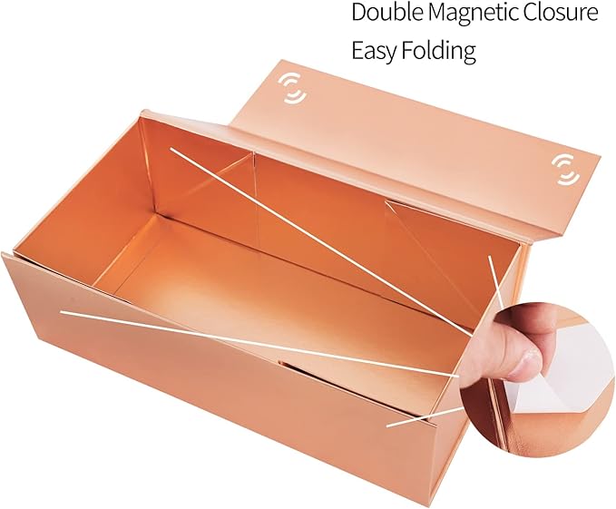 Gift Box 10" x 6" x 3" with Magnetic Closure Lid Gift Boxe for Presents,Bridesmaid Gifts Boxes,Cute Box,Birthday Box,Luxury for Gift Packaging, Magnetic Gift Boxe for Wrapping Gifts (Rose Gold)