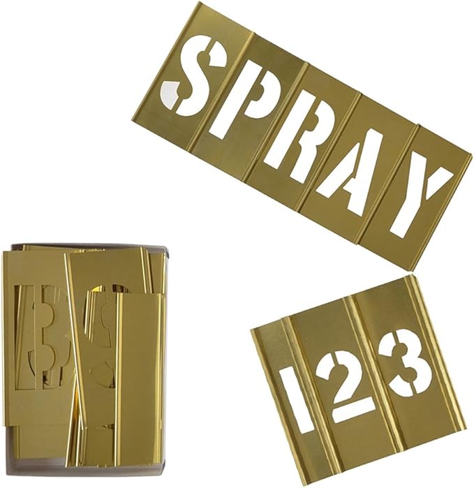 Deezio Brass Letter and Number Stencils - 3 Inch Interlocking Alphabet Set - 46 Pieces