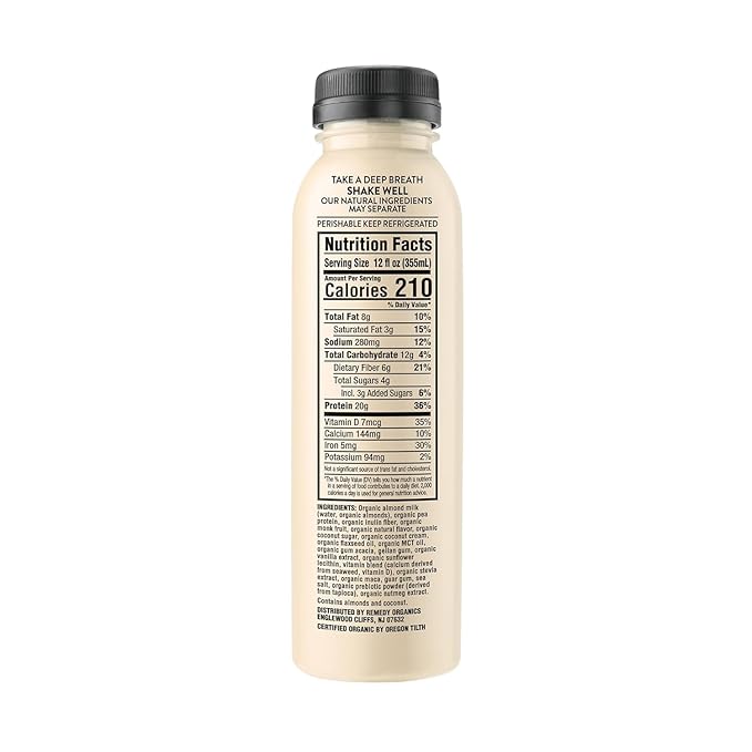 Remedy Organics Vanilla Dream Power 12-Pack | Plant Based MCT Oil Protein Shakes, Ready to Drink | USDA Organic, Vegan, Gluten Free, Dairy Free, Soy Free |12 Vanilla Dream Bottles