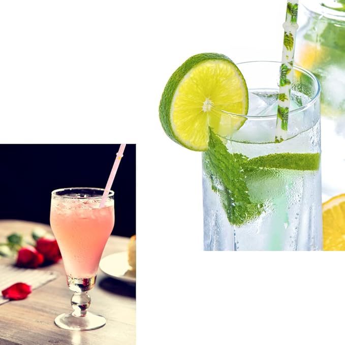 50 Pack Reusable Straws, BPA-Free, 9" Colorful Hard Plastic Stripe Drinking Straw for Mason Jar Tumbler, Family or Party Use with Cleaning Brush