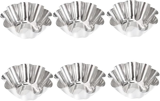 Mikinona 12pcs Non- Stick Tart Pans Tart Mould Egg Tart Molds Stainless Steel Tart Baking Mold Oven Pans Nonstick Bakeware Cupcake Wrapper Egg Tart Baking Cups Tart Tin Mini Non Stick Pan