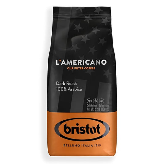 Bristot L’Americano Italian Coffee Beans – 100% Arabica Dark Roast Filter Coffee – Bold & Aromatic Flavor – 2.2 lb (1 kg)