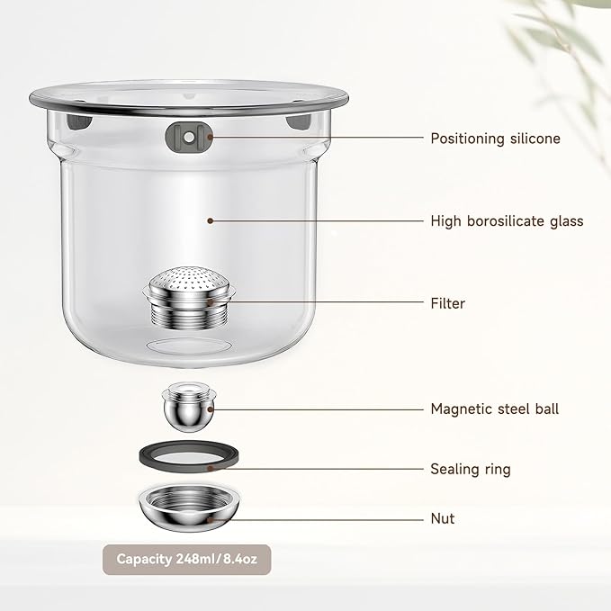 Enchanti Tea Pot, Magic Glass Teapot with Strainer,Magnetic Water Separation with Infuser -800ml/27.1oz