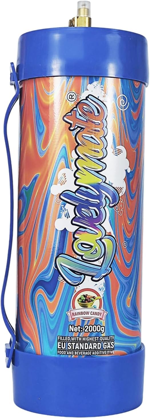 Whipped Cream Charger Tank 3.3L 2000G Whip Cream Charger Cylinder Food Grade Flavored (Tips Included) (1, Rainbow candy)