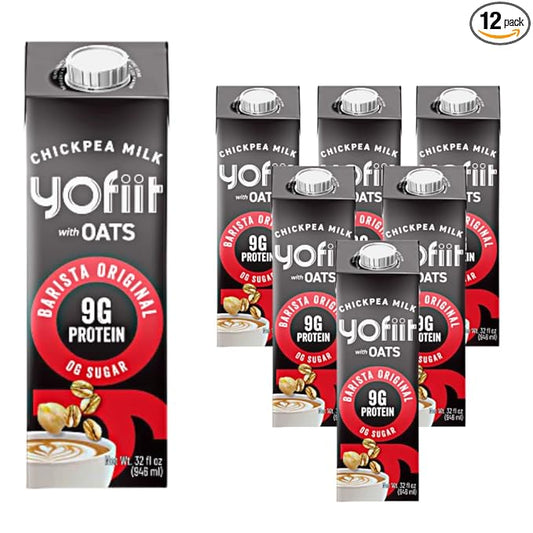 Great tasting, Frothy, Zero Sugar, Yofiit Barista Blend with Oats Non Dairy Milk is the high protein coffee vegan creamer you want, 9g Protein - Froths Well - Low Carb, High Protein, Shelf Stable Milk (6 Pack)