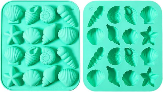 2-Pack Horse Green Seashell Silicone Molds for Chocolate Candy Baking Decorations