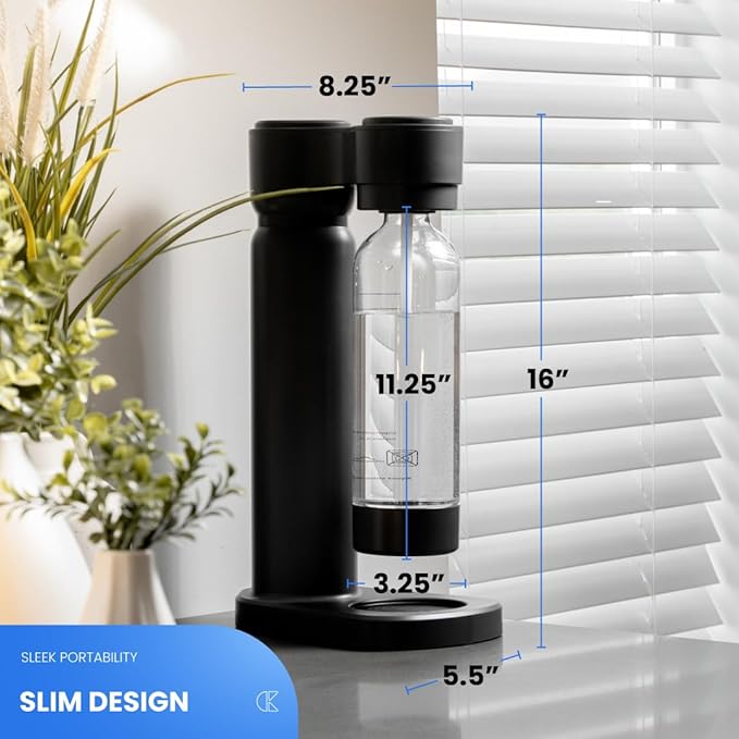 Carbonated Water Maker – Portable Soda Maker Machine for Sparkling Water & Fizzy Drinks – Iceless Soda Carbonator for Home & Kitchen Use