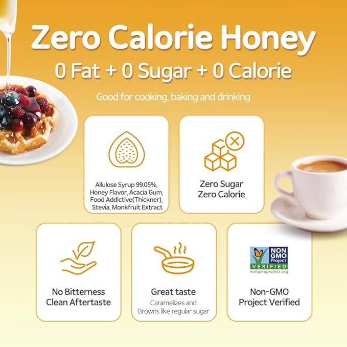 ALTist Allulose Syrup Sweetener – Zero Calorie Liquid Sugar Alternative, Keto, Vegan, Non-GMO, Plant-Based | 1:1 Sugar Replacement, No Net Carbs, Zero Fat, 17.7 fl oz x 2 Bottle - Honey