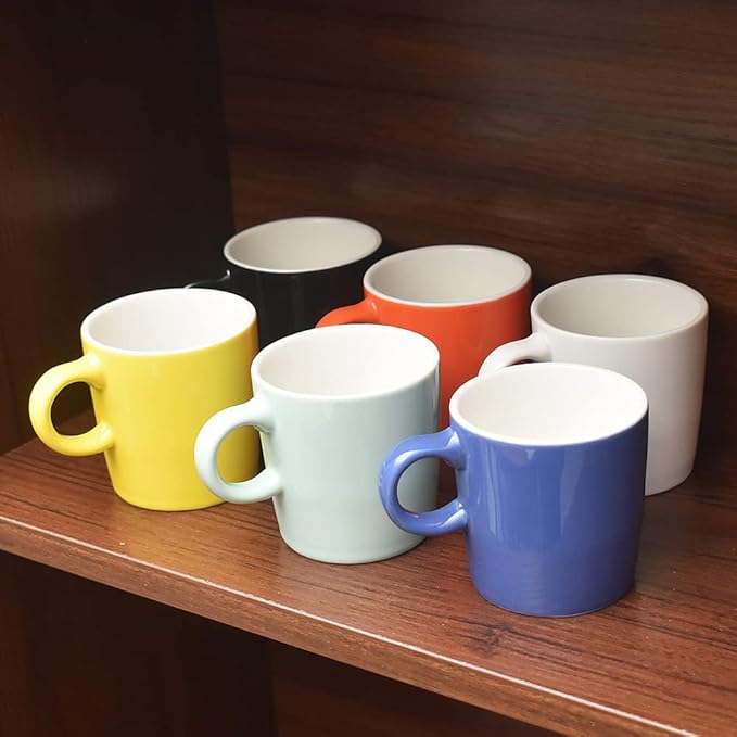 homEdge Mini Procelain Espresso Cup, 4 Ounces / 120 ml Tiny Ceramic Coffee Mugs Demitasse for Espresso, Tea- Set of 6, Orange