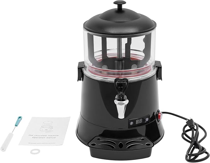 Hot Chocolate Maker Machine, 400W 5L/1.3Gal Electric Stainless Steel Hot Chocolate Dispenser Melting Machine, Commercial Beverage Warmer Coffee Maker for Kitchen Party, Black
