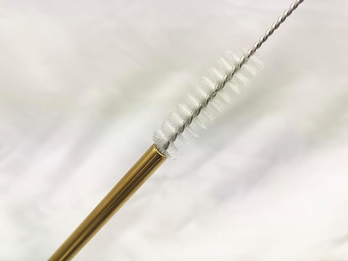 10 Pcs Stainless Steel Straws, Reusable Drinking Straws, Bent Metal Straw Sets with 2 Pcs Cleaning Brushes (Gold, 10.5 Inch)