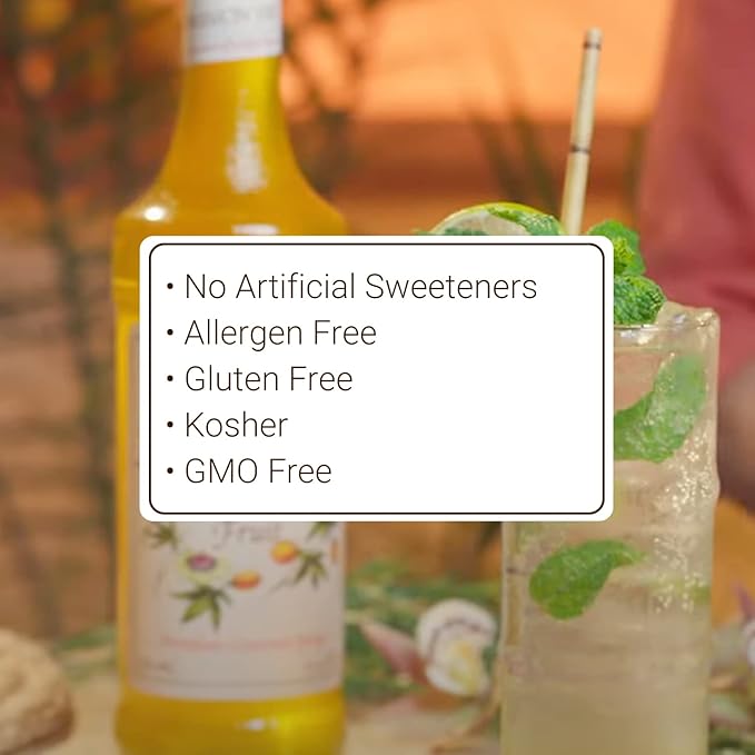 Monin - Passion Fruit Syrup, Sweet Tropical Flavors, Great for Teas, Sodas, & Cocktails, Natural Flavors, No Artificial Sweeteners or Ingredients, Gluten-Free, Vegan, Non-GMO, Clean Label (1 Liter)