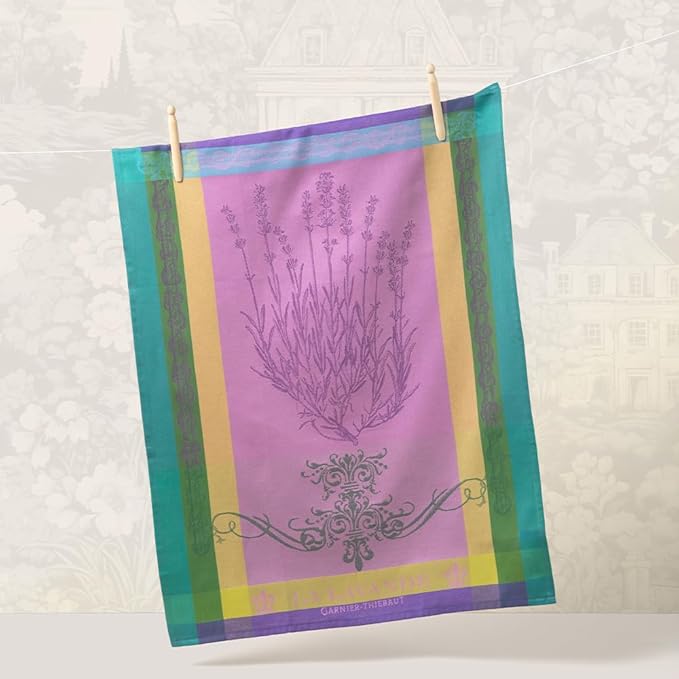 Garnier Thiebaut Lavande Mauve (Purple Lavender) French Kitchen Towel 22"x30", Cotton, Jacquard