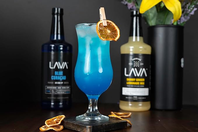 LAVA Premium Blue Curacao Syrup, 33.8oz (1-Liter), Made with 100% Sugar, Orange Extract, No Artificial Sweeteners or Flavors (1-Pack)