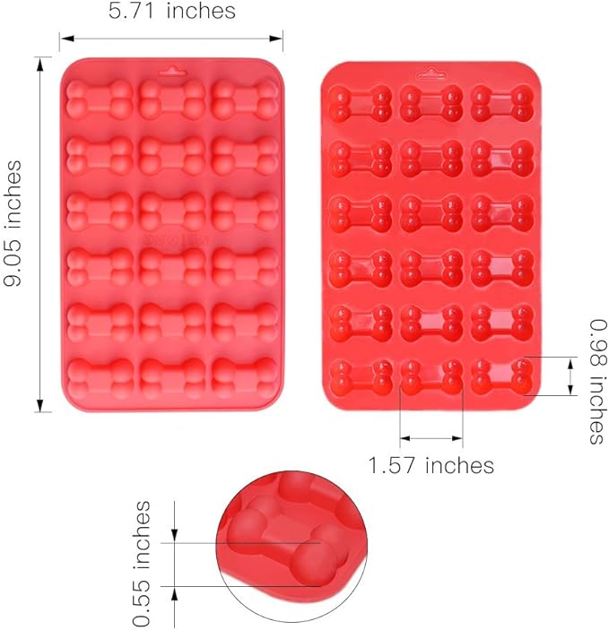 homEdge Jumbo Puppy Dog Paw (6 Cavity) and Bone Molds, Non-Stick Food Grade Silicone Dog Treats Molds, Silicone Mold for Chocolate, Candy, Jelly, Ice Cube, Dog Treats (Set of 4PCS)
