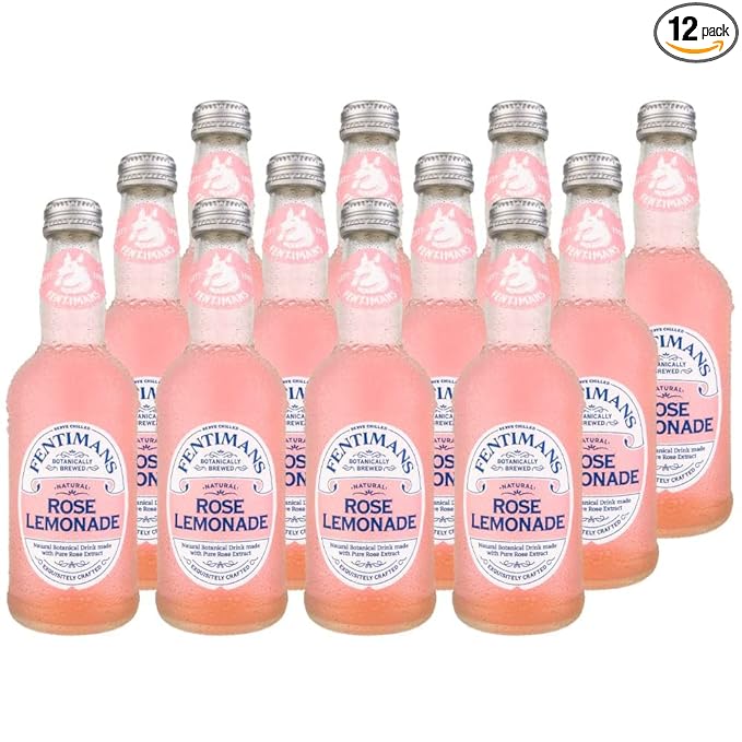 Fentimans Sparkling Rose Lemonade - Sparkling Pink Lemonade with Natural Ingredients, Mixer, Craft Soda, Botanically Brewed Lemonade - 9.3 Fl Oz (Pack of 12)