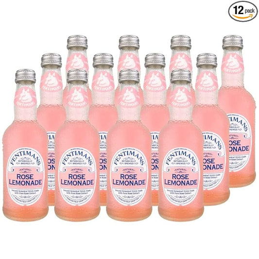 Fentimans Sparkling Rose Lemonade - Sparkling Pink Lemonade with Natural Ingredients, Mixer, Craft Soda, Botanically Brewed Lemonade - 9.3 Fl Oz (Pack of 12)