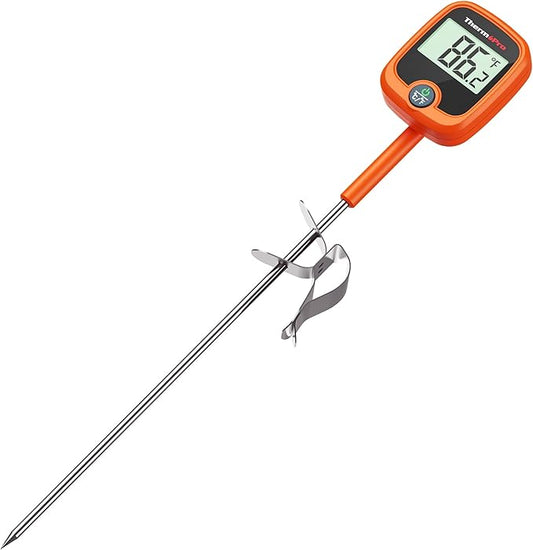 ThermoPro TP509 Candy Thermometer with Pot Clip, 10" Long Probe Instant Read Meat Food Thermometer with LCD, Cooking Oil Thermometer Deep Frying Thermometer for Candy Maple Syrup Sugar Brewing Making