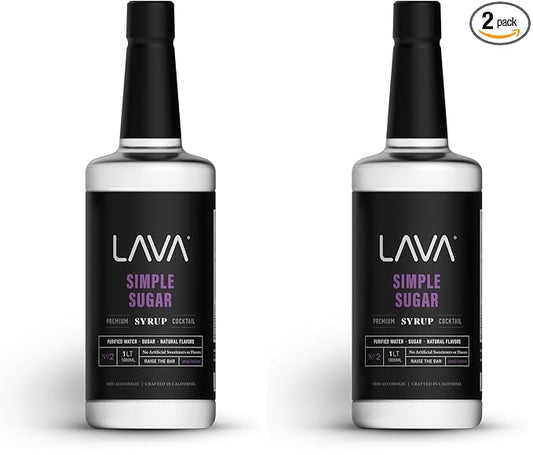 LAVA Premium Simple Syrup, 33.8oz (1-Liter) Made with 100% Sugar, No Artificial Sweeteners, Flavors, or Colors, 33.8oz (1-Liter, 2-Pack)