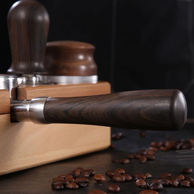 58mm Bottomless Portafilter with Double Shot Filter Basket & Wood Handle for Breville Oracle, Oracle Touch, Dual Boiler BES980XL BES990BSS BES920XL Espresso Machine