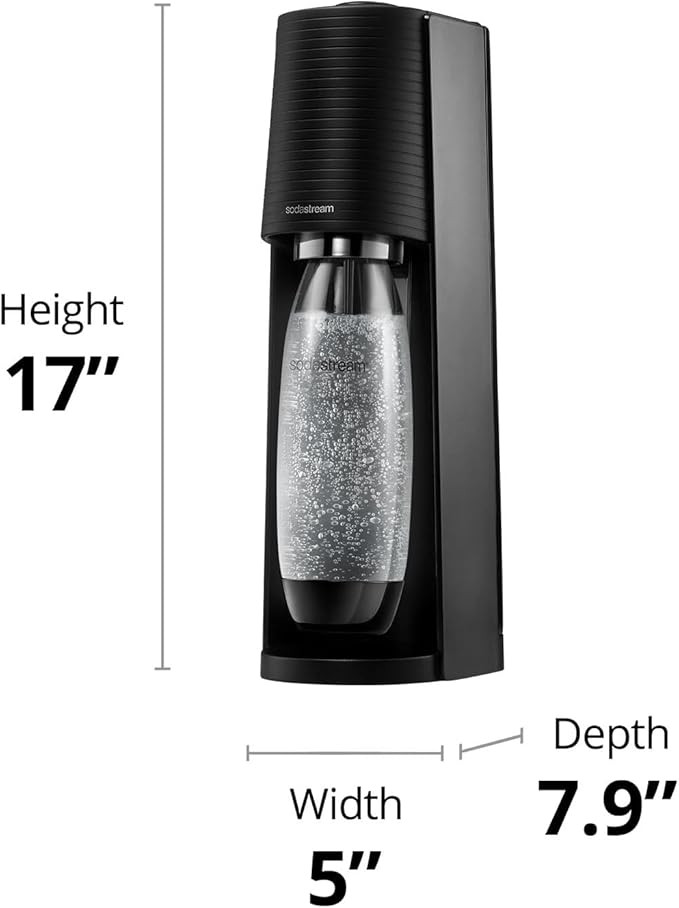 SodaStream - Terra Sparkling Water Maker | VALUE BUNDLE | CQC CO2 system | Includes 2x CO2 Cylinders, 3x 32 Fl Oz Dishwasher Safe Bottles, 2x Bubly Flavor Drops | Combine with Pepsi Flavors | Black