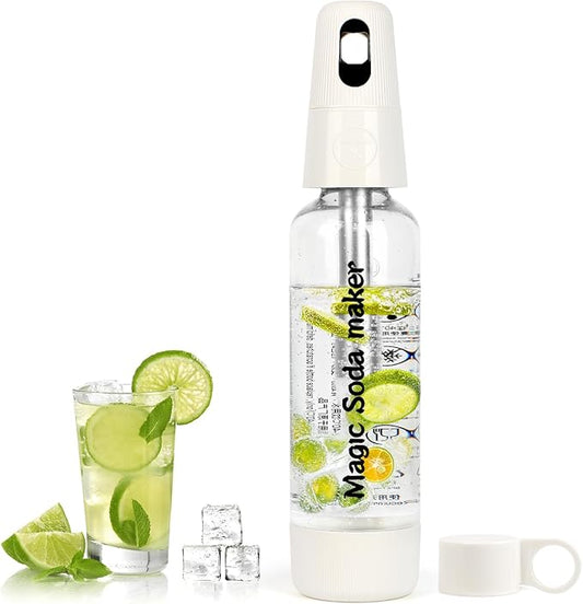 Portable Soda Siphon, 1L Travel Sparkling Water Maker Machine for Home & Outdoor, Carbonated Water Soda Streaming Machine, Soda Maker for Cocktails or Fizzy Drink, 8 gram CO2 Cartridges(Not Included)