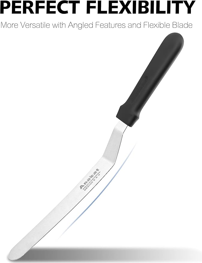Anaeat Icing Spatula, Professional Cake Angled Offset Spatula with 12" Stainless Steel Blade - Thickened Frosting Knife with Durable Plastic Handle for Cake Decorating, Pastry & Baking