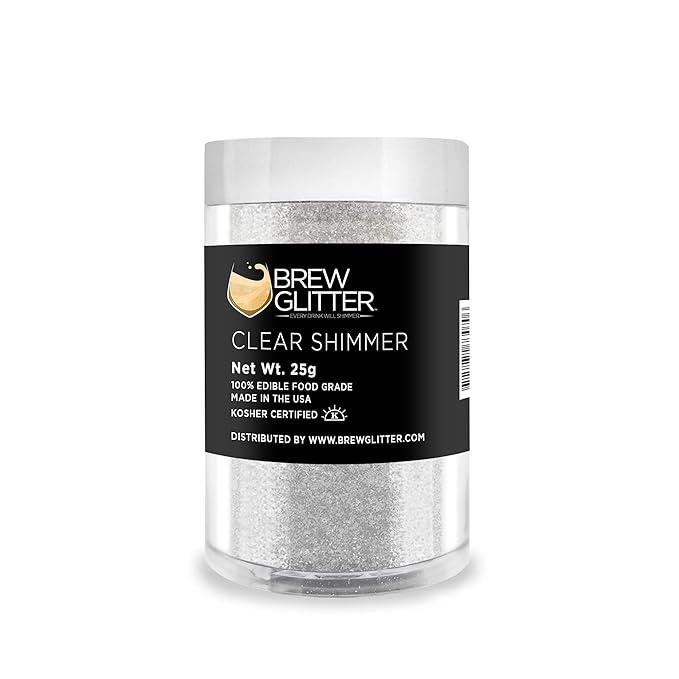 Clear Shimmer BREW GLITTER Edible Glitter For Drinks, Cocktails, Beer, Garnish Glitter & Beverages | KOSHER & HALAL Certified | 100% Edible & Food Grade | Vegan, Gluten, Nut Free (25g, Clear Shimmer)