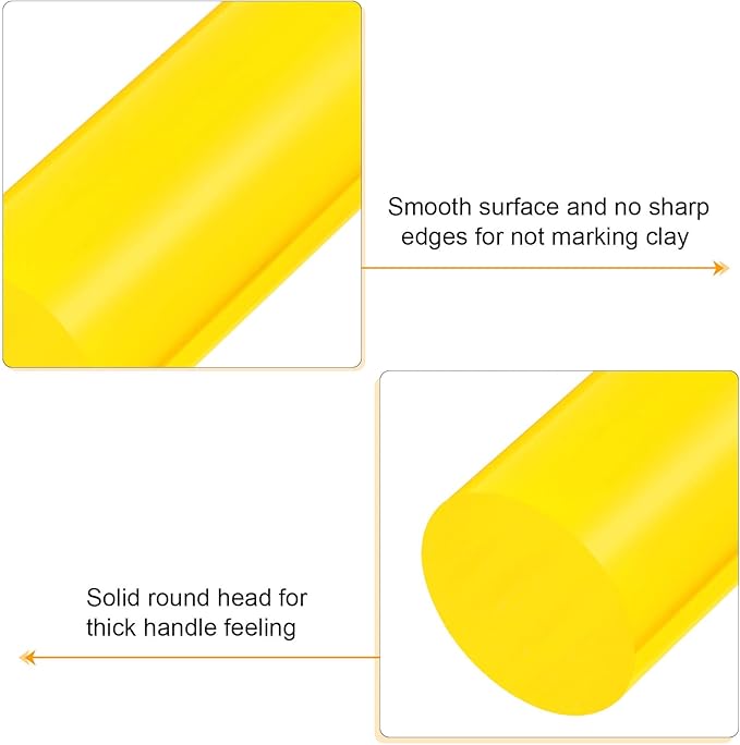 HARFINGTON Acrylic Clay Roller 6 Inch x 1 Inch Solid Non-Stick Plastic Round Tube Roller Polymer Clay Rod Fondant Rolling Pin for Shaping, Sculpting, Modeling DIY Crafts, Yellow