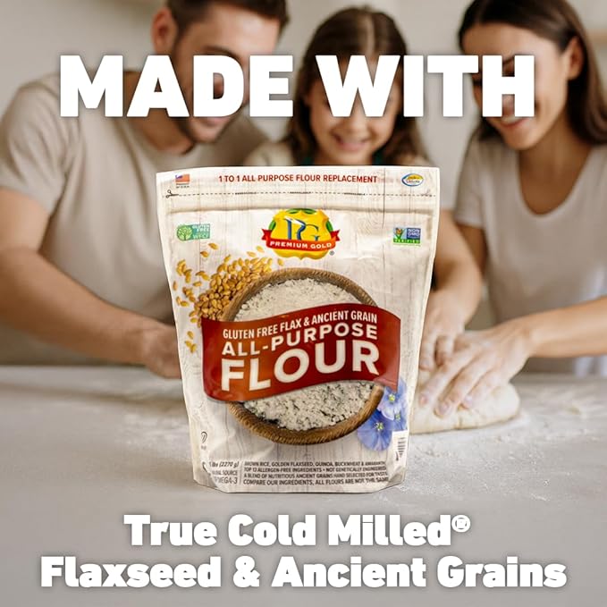 Premium Gold Gluten Free All Purpose Flour, 5 Pound, Gluten-Free, Non-GMO, Kosher, High In Fiber, Source of Omega-3, Plant-Based Protein, No Preservatives, No Additives, Ideal for Beverages, Baking &