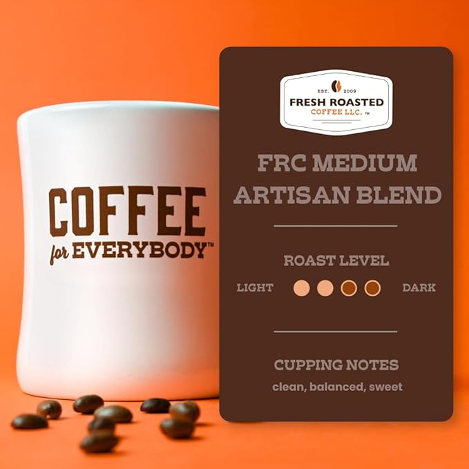 Fresh Roasted Coffee, FRC Medium Roast Blend, 2 lb (32 oz), Kosher, Whole Bean