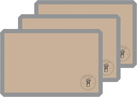 Silicone Baking Mats for 3/4 Size Cookie Sheets for Baking - 3 Pack - Non-Stick, Food Safe Oven Safe Liners for baking sheets - Easy Clean, Mess-Free Baking Sheet Liners, 13.5 x 19.5 Inches