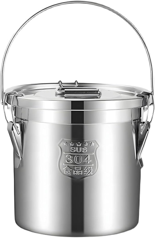 304 Stainless Steel Kitchen Airtight Canister, 12L 3.1 gal Rice Oil Food Storage Bucket Transport Can with andles Airtight Lid for Rice Flour Grain Coffee Bean Pail Container