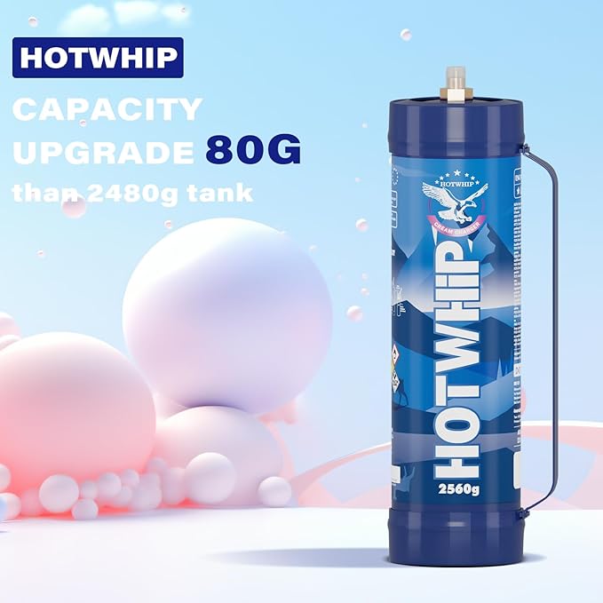 Whipped Cream charger 4.0L Tank,2560g x 2 Original Flavor Whip Cream Charger Cylinder Food Grade 99.99% Pure for Whipped Cream Making,Leak Proof Dispenser,2 Cylinder
