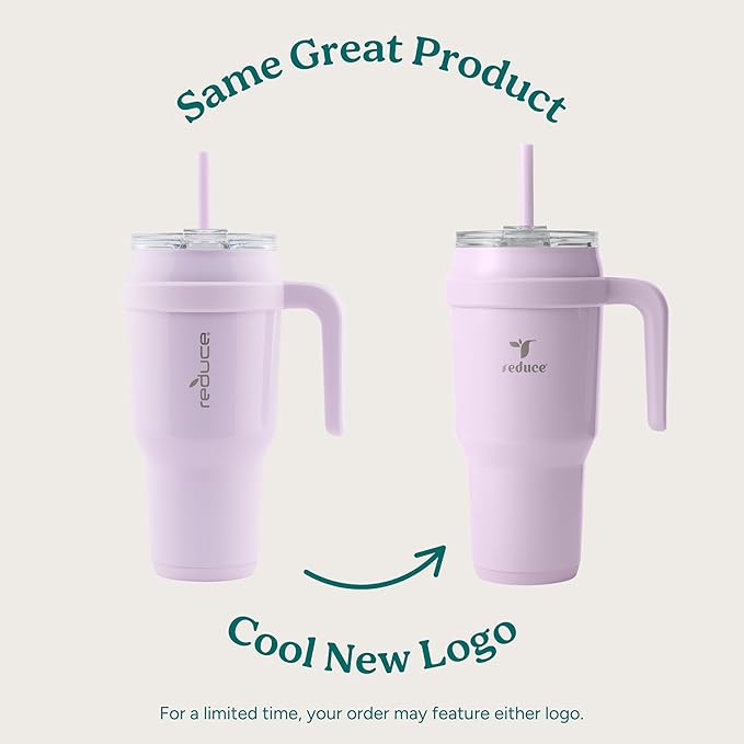 REDUCE Cold1 40 oz Tumbler with Handle - Vacuum Insulated Stainless Steel Water Bottle for Home, Office or Car, Reusable Mug with Straw or Leakproof Flip Lid, Keeps Drinks Cold All Day-Gloss Sea Glass