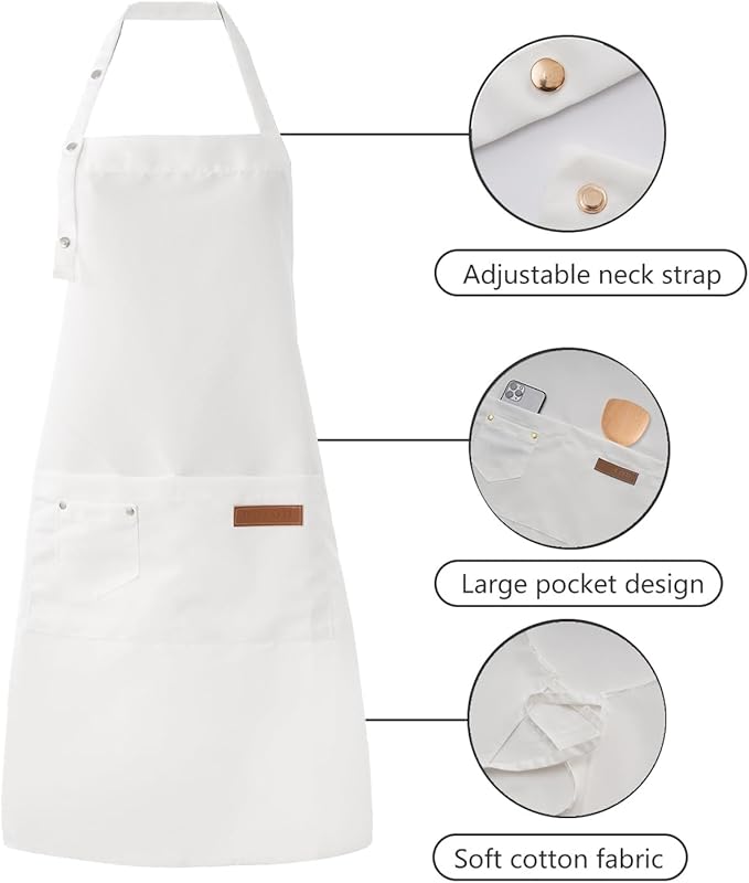 Tosewever Art Aprons for Women Painting Pottery Baking, Mens Buckle Straps Kitchen Apron with Pockets for Chef Cooking