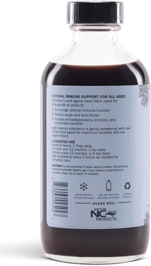 Elderberry Syrup with Blue Agave | Immune Support | USDA Organic Certified | Non-GMO | Vegan | Gluten-Free (8 oz)